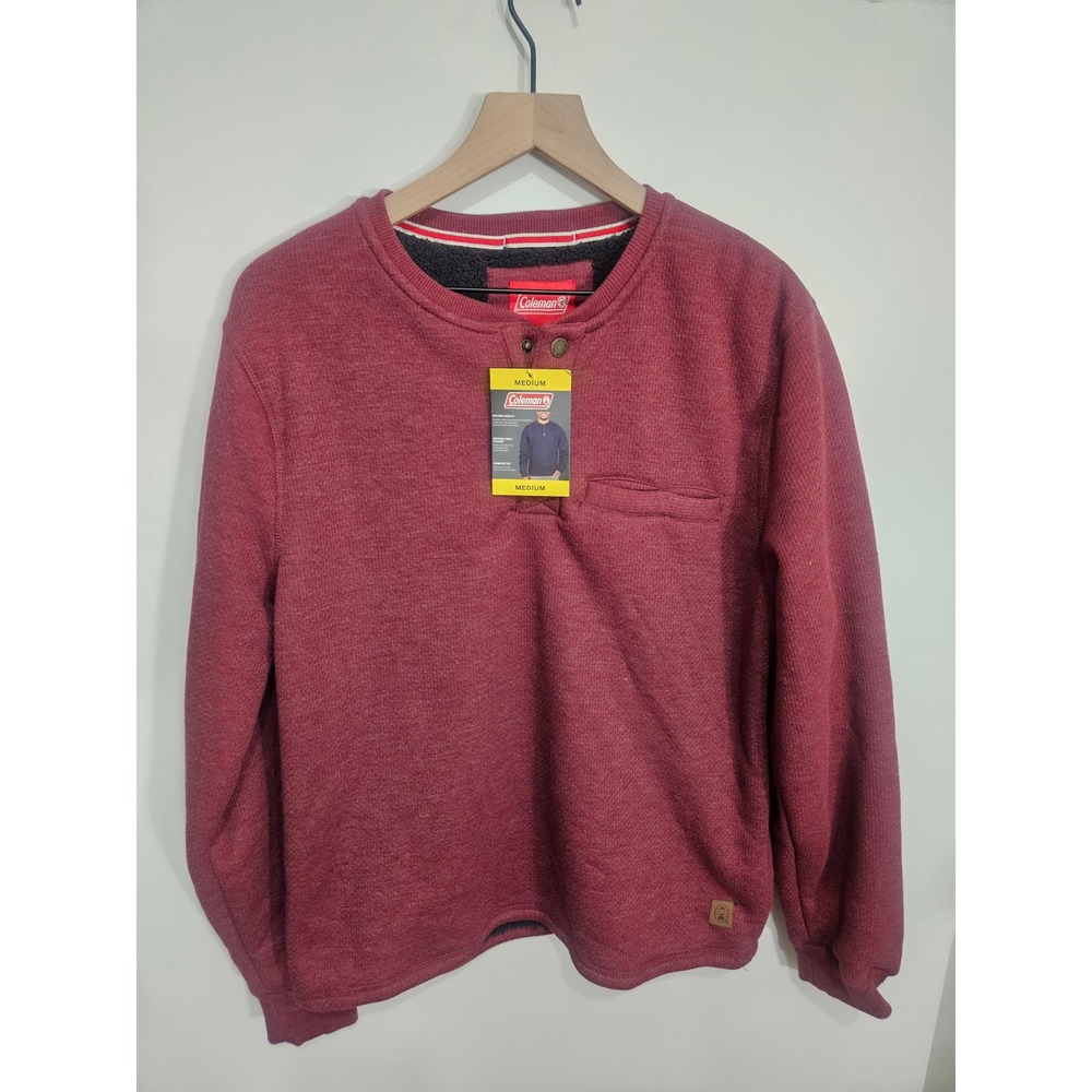Coleman Mens Bonded Henley Sherpa Lined Pullover Port Heather SACF4D6529 Medium